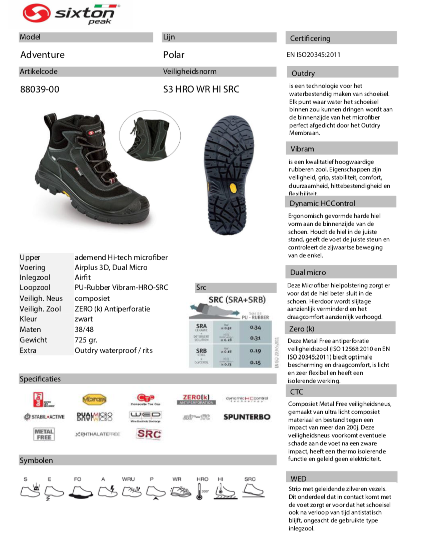 Sixton Adventure HDry S3 Werkschoen Hoog 88039-00 - Afbeelding 4