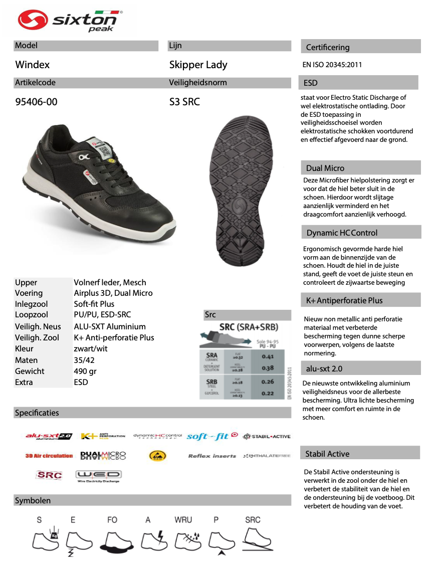 Sixton Windex S3 Dames Werkschoen Laag 95406-00 - Afbeelding 4